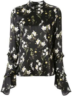 Erdem блузка с цветочным принтом и оборками