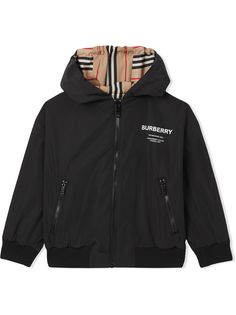 Burberry Kids двусторонняя куртка в полоску Icon Stripe с капюшоном