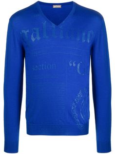 Galliano свитер с V-образным вырезом и логотипом