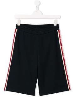 Moncler Kids шорты с полосками по бокам и логотипом