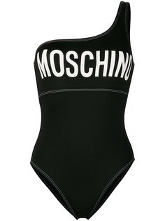 Moschino слитный купальник на одно плечо с логотипом