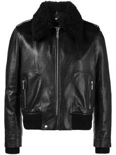 Saint Laurent куртка с воротником из овчины