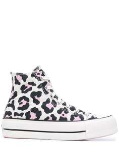 Converse высокие кеды с леопардовым принтом