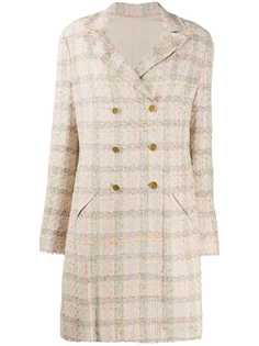 Chanel Pre-Owned твидовое двубортное пальто