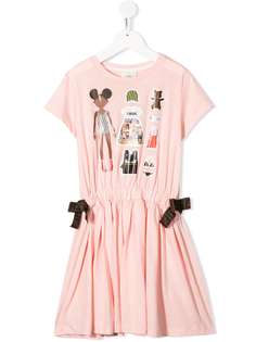 Fendi Kids платье-футболка с графичным принтом