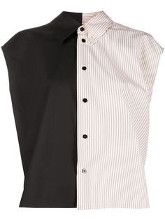 MM6 Maison Margiela рубашка с полосками и короткими рукавами