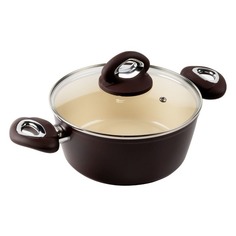Кастрюля Endever Stone Creme 20С, 2.3л, с крышкой, коричневый [80858]