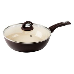 Сотейник ENDEVER Stone Creme 28C, 3.7л, с крышкой, коричневый [80860]