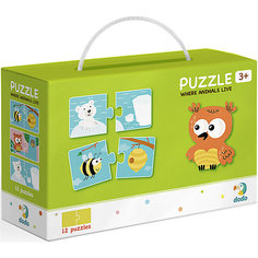 Пазл-парочки Dodo "Кто где живёт", 12 парных пазлов