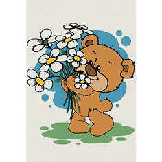Картина по номерам Котеин Медвежонок с ромашками