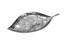 Тарелка декоративная лист (garda decor) серебристый 23x3x44 см.