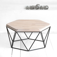 Журнальный стол гексагон из дуба в белом цвете (archpole) бежевый 76x37x66 см.