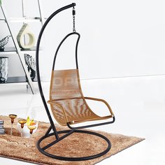 Спорт Качели садовые Кокон чёрный, сидение тёмный мёд, иск ротанг, 3 части, до 100 кг F-12