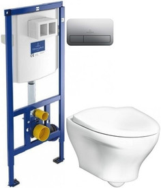 Комплект подвесной унитаз Gustavsberg Estetic GB1183300R1030 + система инсталляции Villeroy & Boch 92246100 + 92249061