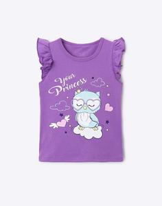 Фиолетовая футболка с совой для девочки Gloria Jeans
