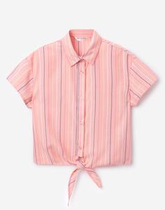 Розовая рубашка с завязками для девочки Gloria Jeans