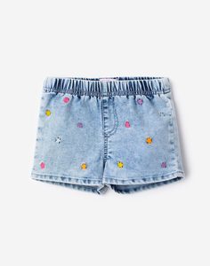 Джинсовые шорты с вышитыми звёздами для девочки Gloria Jeans