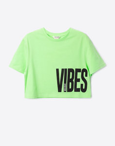 Зелёный кроп-топ VIBES для девочки Gloria Jeans