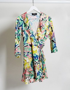 Платье с запахом и цветочным принтом Outrageous Fortune-Многоцветный