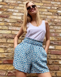 Голубые шорты с принтом маргариток Y.A.S-Многоцветный