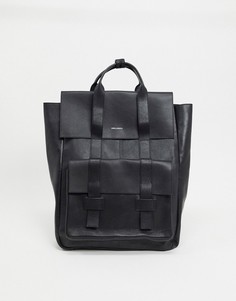 Черный кожаный рюкзак с двумя ремешками ASOS DESIGN