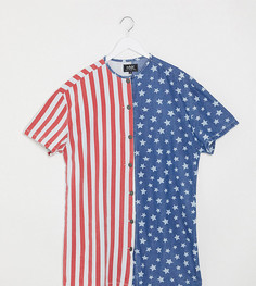 Джинсовое платье-рубашка в стиле oversized с американским флагом One Above Another-Многоцветный