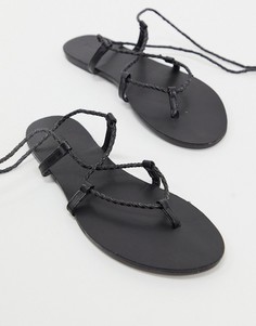 Черные сандалии с плетеными завязками Pimkie-Черный