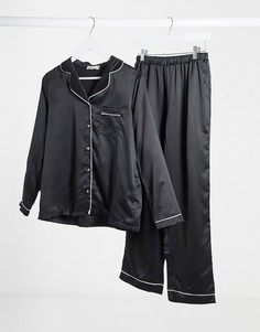 Черная пижама с рубашкой Loungeable-Черный