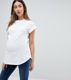Белая футболка бойфренда с отворотами на рукавах и закругленным краем ASOS DESIGN Maternity-Белый