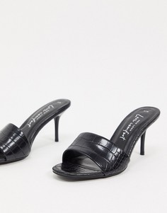 Черные мюли на каблуке из искусственной крокодиловой кожи New Look-Черный
