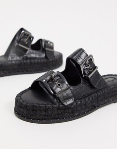 Черные сандалии-эспадрильи на плоской платформе Topshop-Черный цвет