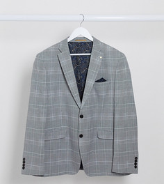 Серый приталенный пиджак в клетку Burton Menswear Big & Tall