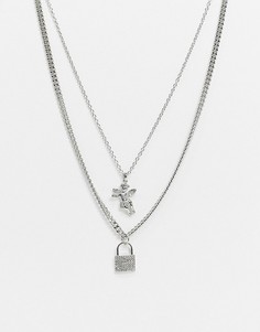 Серебристое ожерелье с цепочками в несколько рядов с подвесками Uncommon Souls-Серебряный