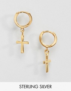 Серебряные серьги-кольца с покрытием из 14-каратного золота ASOS DESIGN-Золотой