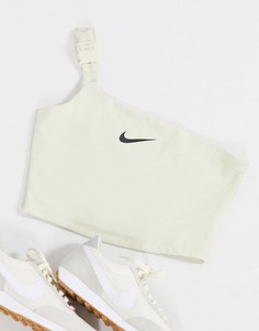 Светлый кроп-топ на одно плечо с пряжкой Nike-Белый