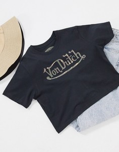 Кроп-топ с камуфляжным логотипом Von Dutch-Черный цвет