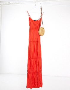 Красное платье макси Bershka-Красный