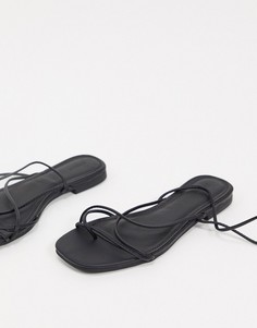 Черные сандалии с завязками Pimkie-Черный цвет