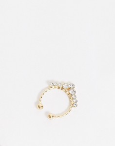 Имитирующее пирсинг кольцо для носа с кристаллами DesignB London-Золотой