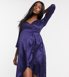 Темно-синее платье миди с оборкой Mamalicious-Темно-синий Mama.Licious