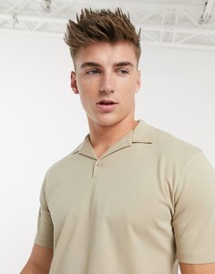 Бежевое поло oversized из органического хлопка Selected Homme-Бежевый