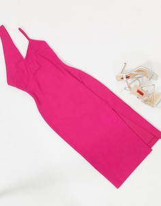 Розовое платье миди с вырезом AQAQ-Розовый цвет Aq/Aq