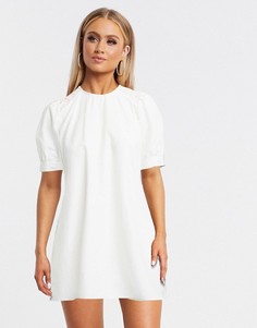 Белое платье мини из поплина с вышивкой Pimkie-Белый
