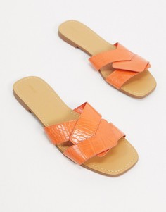 Оранжевые сандалии с отделкой под кожу крокодила Pimkie-Оранжевый