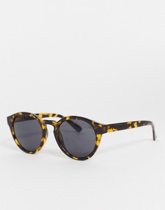 Круглые солнцезащитные очки в черепаховой оправе Weekday-Коричневый