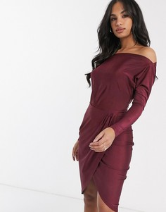 Платье миди с вырезом по косой AX Paris-Фиолетовый цвет