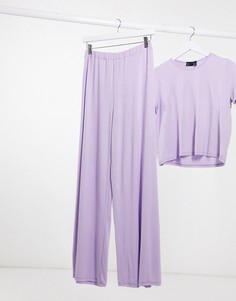 Лавандовые трикотажные широкие брюки от пижамы ASOS DESIGN-Фиолетовый
