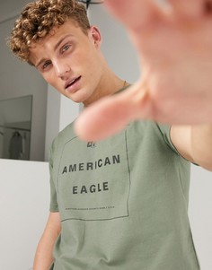 Оливковая футболка с логотипом American Eagle-Зеленый цвет
