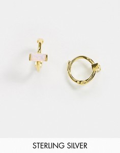 Золотистые серьги-кольца с опалом Astrid & Miyu-Золотой