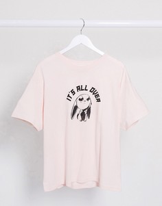 Бледно-розовая футболка из органического хлопка с надписью "Its All Over" Weekday-Розовый